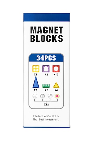 34 Parça Manyetik Yapı Blokları Yaratıcı İnşa Seti Eğitici Stem Oyuncak 3+ Yaş