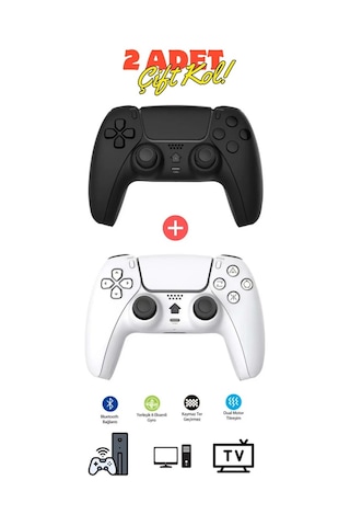 Miaxtreme 2 Adet Siyah Beyaz Kablosuz Bluetooth Gyro Titreşimli Oyun Kolu Joystick Ps4 Kolu Ps Pc Tv Uyumlu