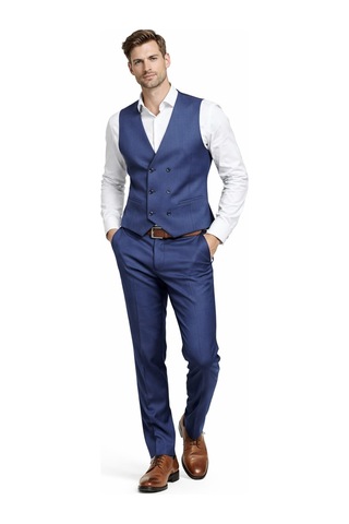 Suitmen Erkek Silim Fit Yelekli Çift Yırtmaçlı Takım Elbise Bgl-st05327 İndigo