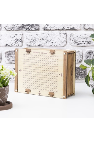 Deep Creative Parabox Hedef Kumbarası Ahşap-krem Rengi Ahşap Kilitli