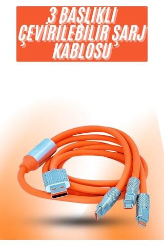 Çoklu Şarj Kablosu Usb Type-c İos Uyumlu 120w Hızlı Şarj Kablosu - Lisinya Diğer