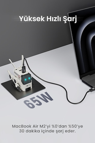 GravaStar Alpha65 Beyaz Robot Figürlü 65W Hızlı Şarj Adaptörü