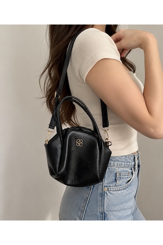 Elpida Bags Kadın Siyah El Ve Omuz Çantası Ve Aksesuar Hediye Seti Çanta, Kartlık, Cep Aynası, Toka Ve Charm Siyah - Lacivert