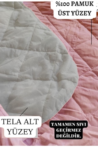 Ely Parker Sessiz Alez Yatak Koruyucu Kapitoneli Pamuk Fitted Tek Çift Kişilik Bebek Alezi ELYPRKR00580 Pembe