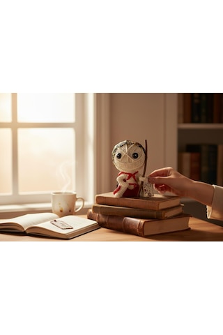Örgü Tasarımlı Polyester Ninja Voodoo Biblo Savaşçı Figür Dekoratif Obje Genç Odası Hediyelik 18 Cm