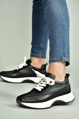 Fox Shoes U555020503 Siyah Hakiki Deri Spor Ayakkabı Sneakers Siyah-hakiki Deri