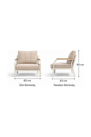Daisy Cappuccino 3+1+1 Masalı Bej Bahçe Oturma Takımı Konfor Serisi