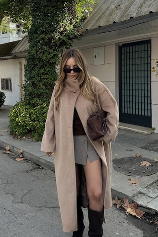 Vizon Vittoria Düğmeli Yaka Kaban - 2511 Camel