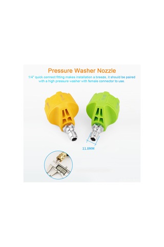 Geeroyoo Hızlı Bağlantılı Yüksek Basınçlı Nozul Seti, 6 Lı Çok Fonksiyonlu, Ev Tipi Temizlik Makinesi İçin - Yeşil