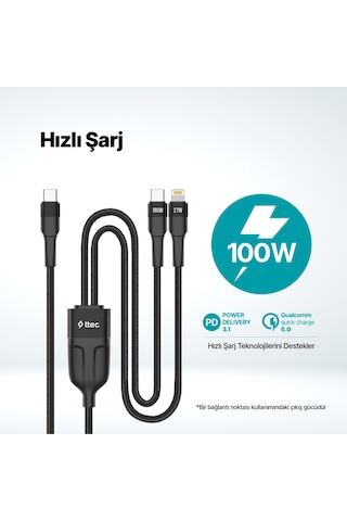 Alumicable Duo Usb-c Usb-c + Lightning 100w 150cm Hızlı Şarj Kablosu 2dk56s