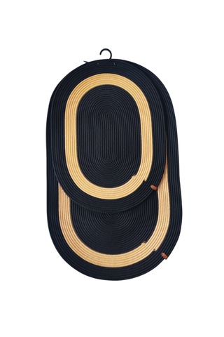 Nakkaş Home 2'li Jüt Klozet Takımı Siyah-gold 2li Oval