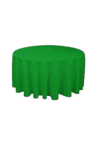 Düğün İçin Düz Renk Masa Örtüsü Yuvarlak Polyester Dayanıklı Masa Örtüsü Çap 160cm Yeşil Diğer