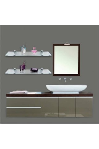 Cam Raf Duvar Monteli Dekoratif Etejer Rafı 50X12Cm