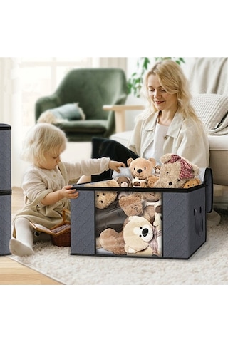 Dancemonkey Yorgan Yatak Saklama Kutusu Konteyner Dokusuz Cbtx Çantası Battaniye Altı 50x35x20cm 35l 140l