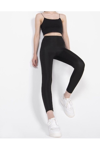 Barpo Giyim Kadın Siyah Disko Yüksek Bel Toparlayıcı Günlük Spor Şık Rahat Push Up Slim Fit Parlak Disco Taytsiyahxl Siyah