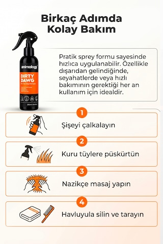Animology Dirty Dawg Durulama Gerektirmeyen Sprey Köpek Şampuanı 250 Ml