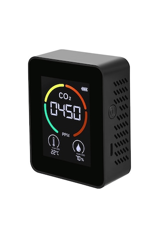 Konesam Ev, Araba, Ofis İçin Sıcaklık, Nem Ve Co2 400-5000ppm Tespit Cihazı - Yarıiletken Tvoc Sensörlü, Led Ekranlı, 1200mah Pil, Siyah Siyah