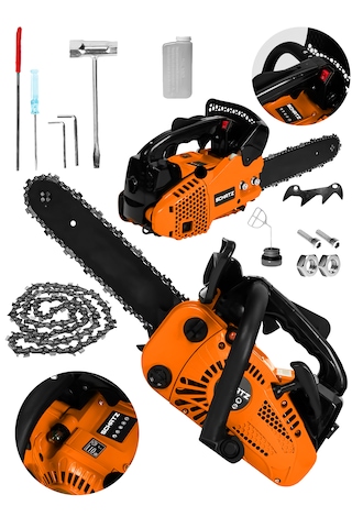 Schatz 25cc Mini Benzinli Testere Ağaç Odun Dal Budama Ve Kesme Testeresi Hızar Motoru 35cm Testere Turuncu