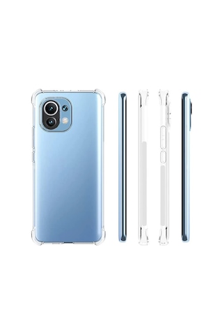 Hepsi Xiaomi Mi 11 Kamera Korumalı Shockproof Darbe Emici Silikon Kılıf- 5775 Najmaddin Şeffaf
