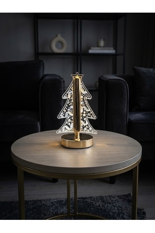 Vezza Home Şarjlı Dokunmatik Kristal Çam Ağacı Masa Lambası 3 Renk Modlu Dekoratif Gece Lambası Gold