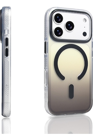 Apple Uyumlu iPhone 17 Pro Kılıf M-safe Şarj Özellikli Transparan Renk Geçişli Zore Toros Kapak Rose Gold