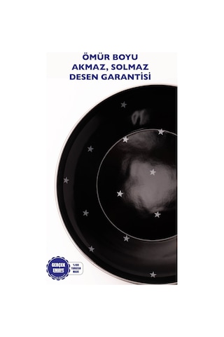 Star Emaye Pasta/sunum Tabağı 21cm Siyah - Gümüş