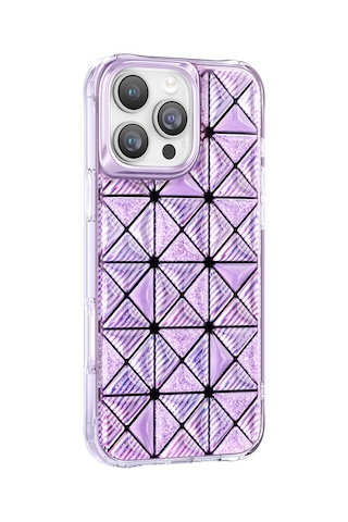 İphone 16 Pro Max Uyumlu Kılıf 3d Buz Blok Desenli Zore Paris Kairo Tpu Kapak Mor