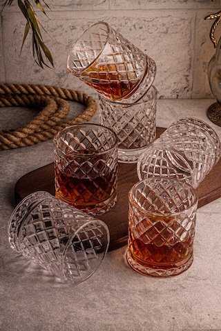 Snippy Madrid - 6'lı Cam Bardak 250 Ml El Yapımı Meşrubat Bardağı