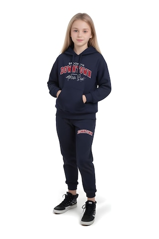 Fyk Kids 3'lü Kız Çocuk Kanguru Cepli Baskı Detaylı Eşofman Takımı Çok Renkli