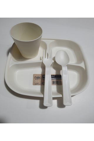 Kahvaltı Tabağı 3 Bölmeli Mama Tabağı Tabldot Ve Bardak Ve Çatal Kaşık