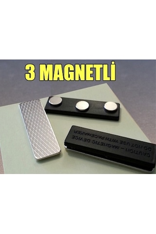 Mıknatıslı Yakalık Isimlik - 3 Mıknatıslı Manyetik Rozet Tutucu