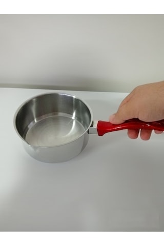 Paslanmaz Sütlük Sos Tavası 15 Cm Yumurta Kaynatma Tenceresi Bakalit Saplı Metalik