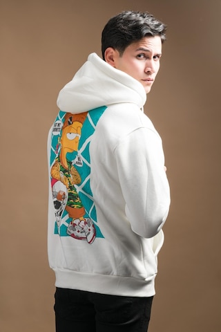 Regular Fit Kapşonlu 3 İplik Kalın İçi Polarlı Kangru Cepli Baskılı Erkek Sweatshirt 001
