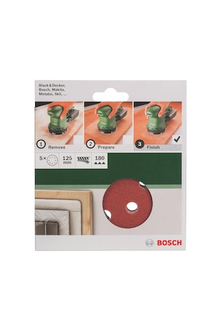 Zımpara Kağıdı Eksantrik Zımpara İçin, Farklı Malzemeler, 5 Adet, Çap 125 Mm, Granülasyon 180