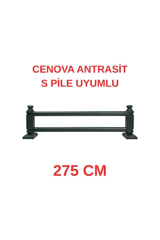 Cenova S Pile Ve Perde Düğmesi Uyumlu Çetray Çift Raylı Modern Ahşap Rustik Antrasit 275 Cm Antrasit