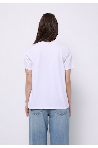Colins Regular Fit Yuvarlak Yaka Baskılı Kadın Beyaz Kısa Kol Tişört Cl1074309 Q1.v2 Wht Beyaz