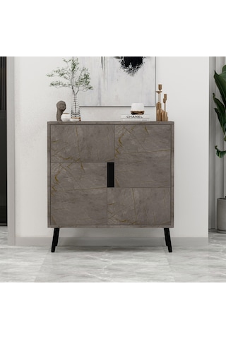 Darien Ç001 Çok Amaçlı Dolap Gordion Mermer/ahşap Siyah