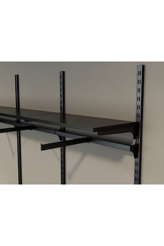 Üçlü Dekoratif Giyinme Odası Raf Sistemi & Duvara Monte Giyinme Odası Rafı Siyah - Beyaz