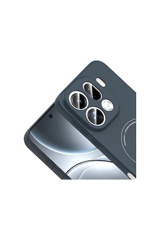 Find X9 Pro Kılıf M-safe Şarj Özellikli Kamera Korumalı Zore Elio Sert Pc Kapak - Lacivert