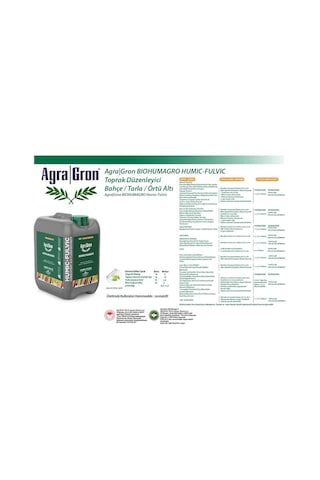 Leonardit Menşeili Humik Fülvik Asit - Agragron Biohumagro 20 L.