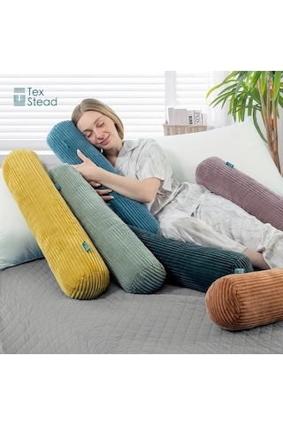 Trendooze Lezzetli Turuncu Sunshine022 1 Adet Texstead Retro Geometrik 6x24 İnç Yastık Polyester Yıkanabilir Turuncu