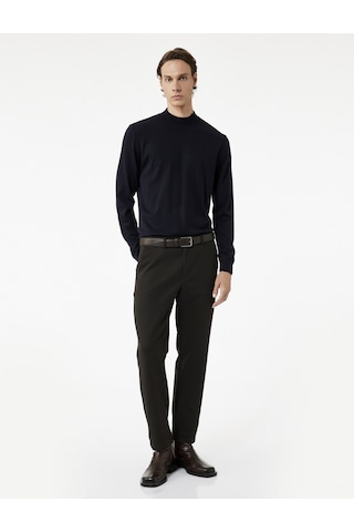 Koton Uzun Kollu Regular Fit Dik Yaka Basic Triko Kazak Lacivert 6wam70003ht Lacivert