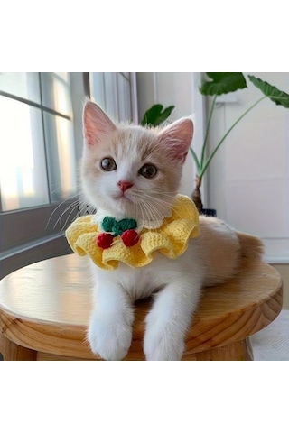 Willowhaven Pembe S Boyutlu Yumuşak Tığ İşi Evcil Hayvan Tasması, Hardal-beyaz Ekose Fiyonk