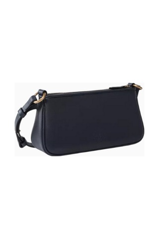 Pinko Mini Half Moon Mavi Deri Lüks Baguette Çanta, Günlük Ve Gece Kullanımı Için Omuz Çantası