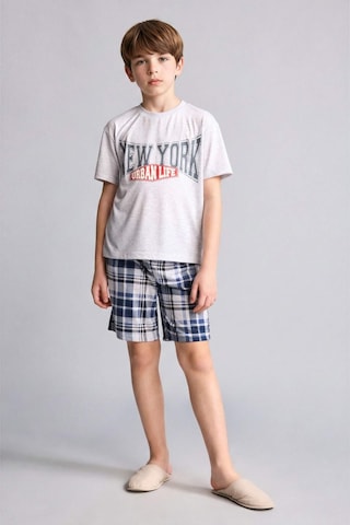 Defacto Regular Fıt Desenli 2li Pijama Takımı Erkek Çocuk H0373a826smgr400 Gri-gr400