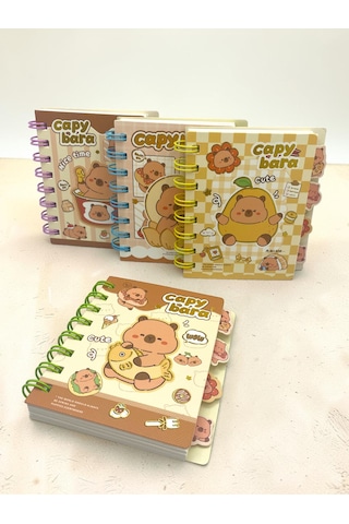 Capy Bara Not Defteri - Mini Telli A7 Not Defteri - Yeşil