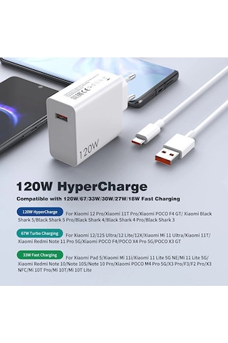 Note 13 Pro Plus 13t Pro 120w Turbo Şarj Cihazı Aleti 120w 6a Kablo Mdy-13s-ee