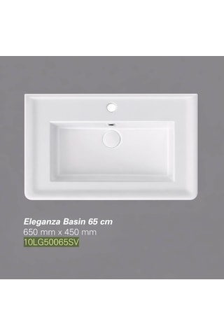İsvea - Eleganza Dolap Uyumlu Lavabo 65 Cm Beyaz Dekorsuz Delikli - 10lg50065sv Beyaz