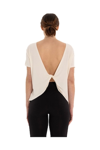 Inguz Sırt Detay Modal Yoga T-shirt Ekru