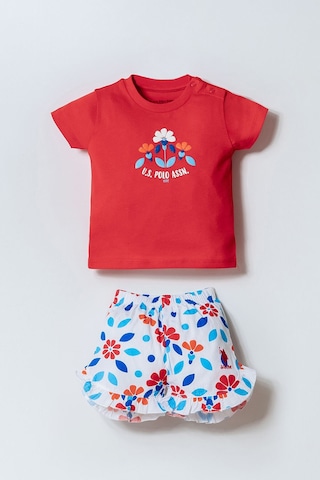U.s. Polo Assn. Kız Bebek Kırmızı Şort Takım Kırmızı